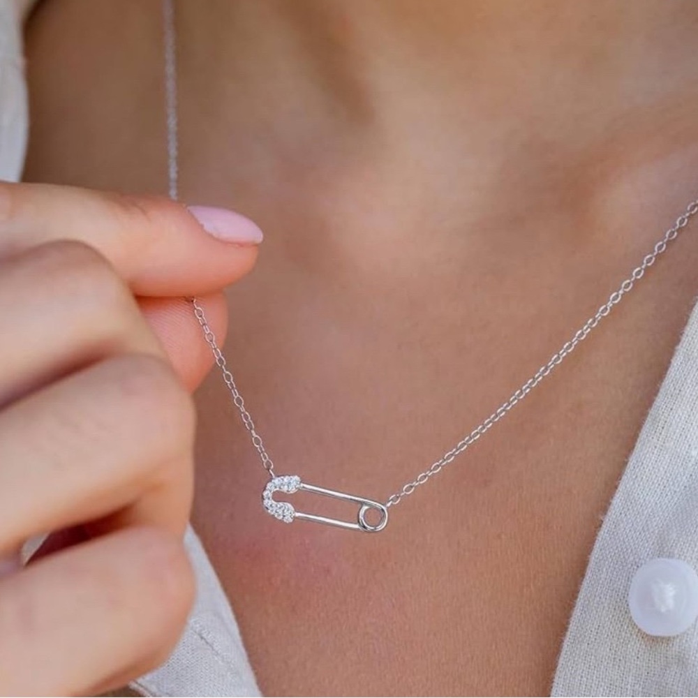 Alicia Bonnie Pin Necklace with CZ stones new